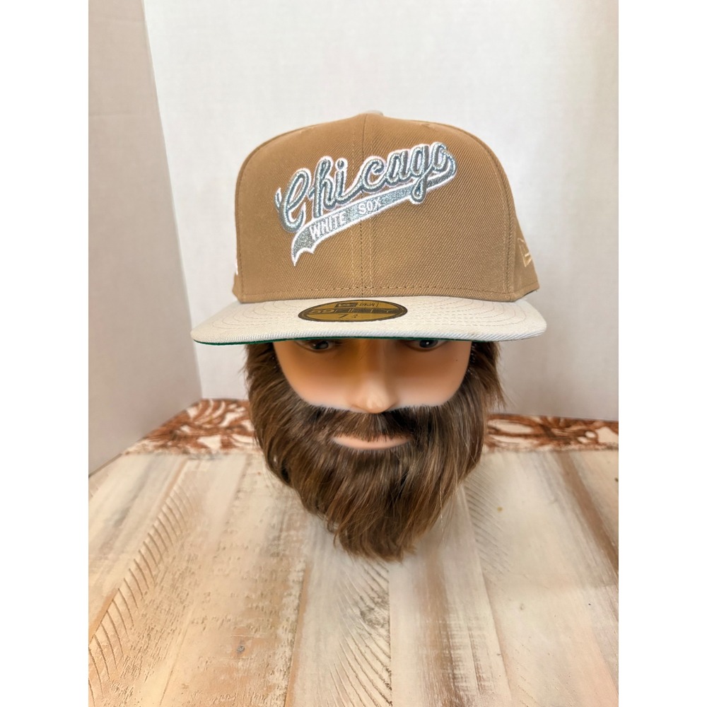 New Era 59FIFTY Chicago White Sox Fitted Hat 7 3/4 Wheat Grey Green Bottom Cap